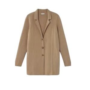 NWT J. Jill Women Caramel Hth Double-Knit Button Front Blazer Jacket Tan Size XS